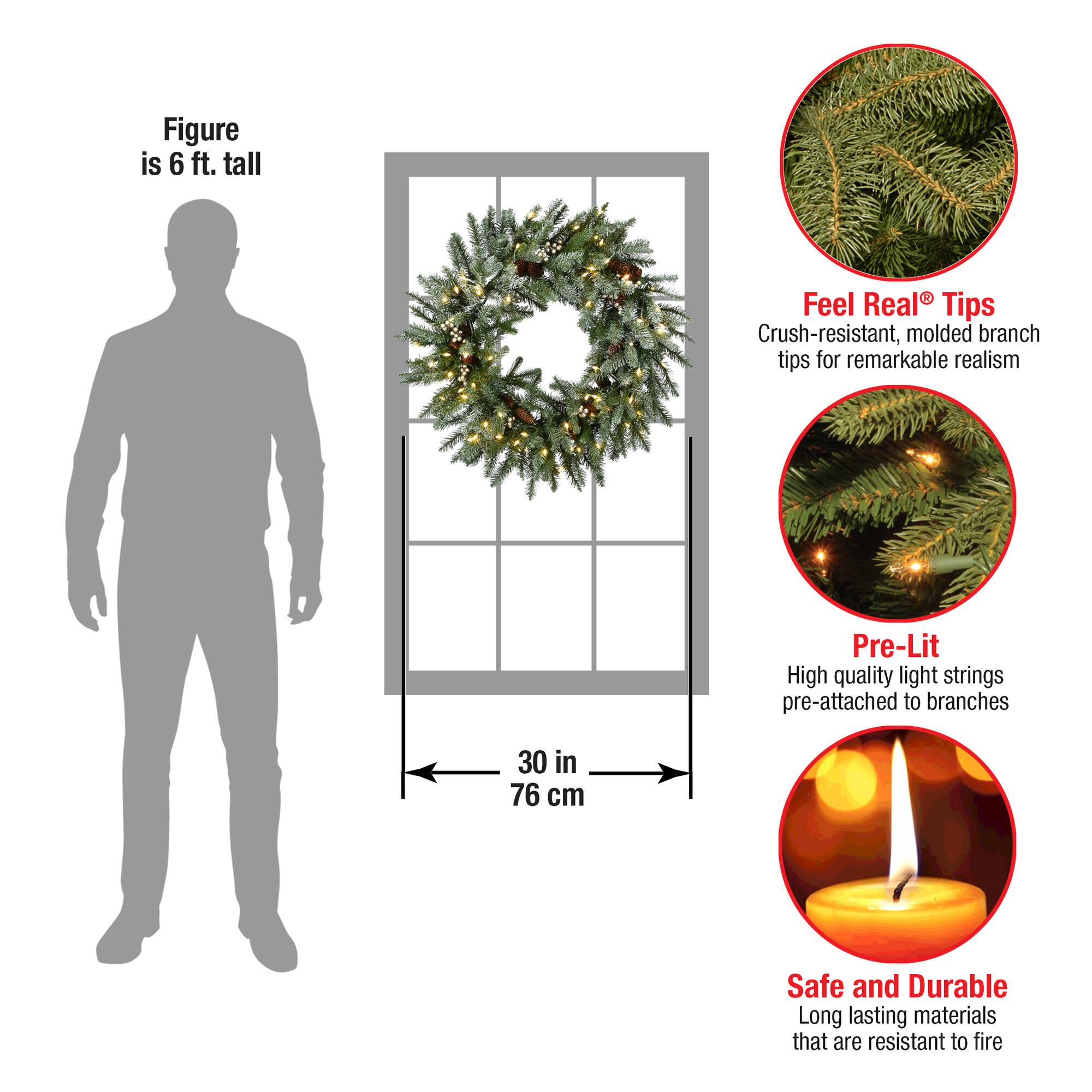30" LED Snowy Morgan Spruce Wreath